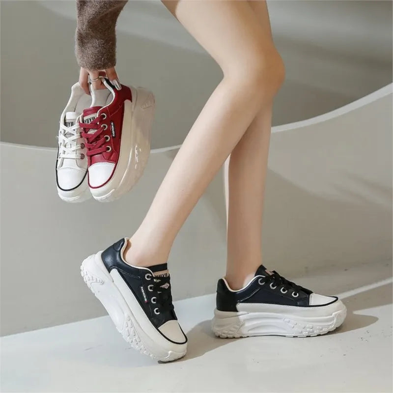 Zapatillas Mujer Sneakers Trendy Mesh Platform Sneakers Leather Shoes Breathable Socofy Casual Sports Shoes Women Flats 1620